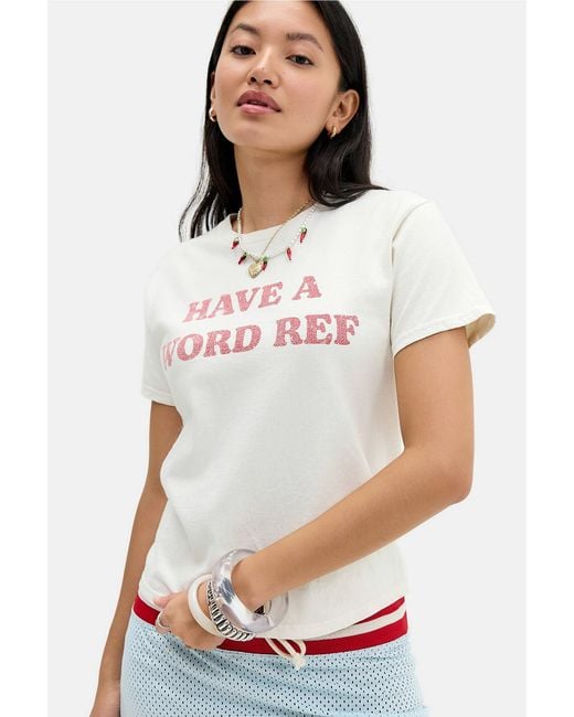 Urban Outfitters White Uo Have A Word Ref Relaxed T-shirt