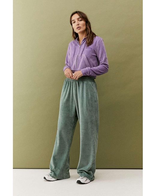 iets frans Velour Wide Leg Joggers in Green