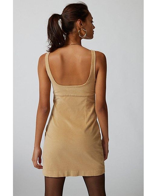 Urban Outfitters Brown Uo Lily Corduroy Empire Mini Dress