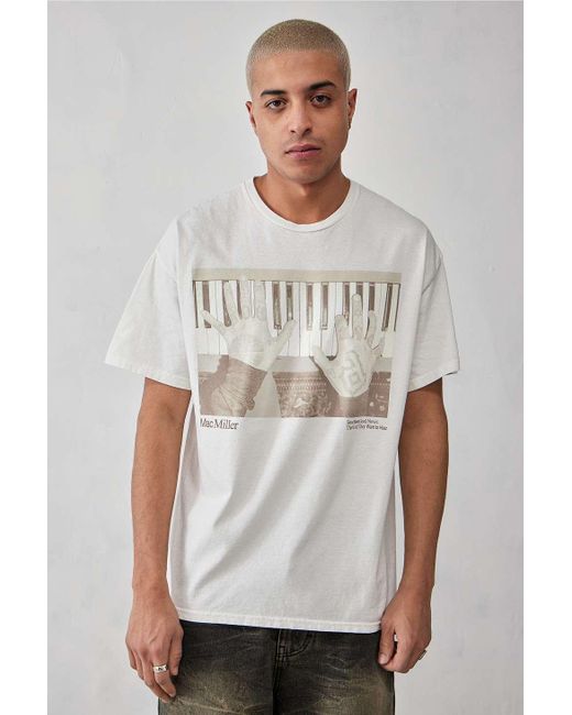 Urban Outfitters Gray Uo White Mac Miller Piano Photo T-shirt