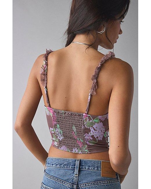 Kimchi Blue Multicolor Claudia Ruffle-Trim Cropped Corset Top