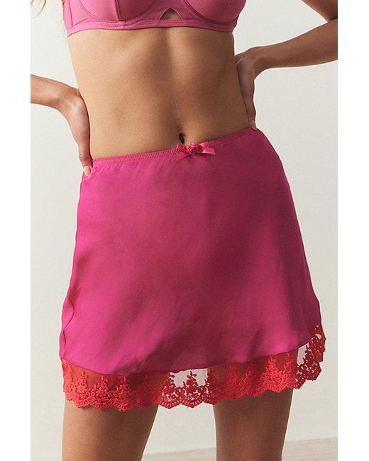 Out From Under Pink Juliette Lace-Trim Mini Skirt