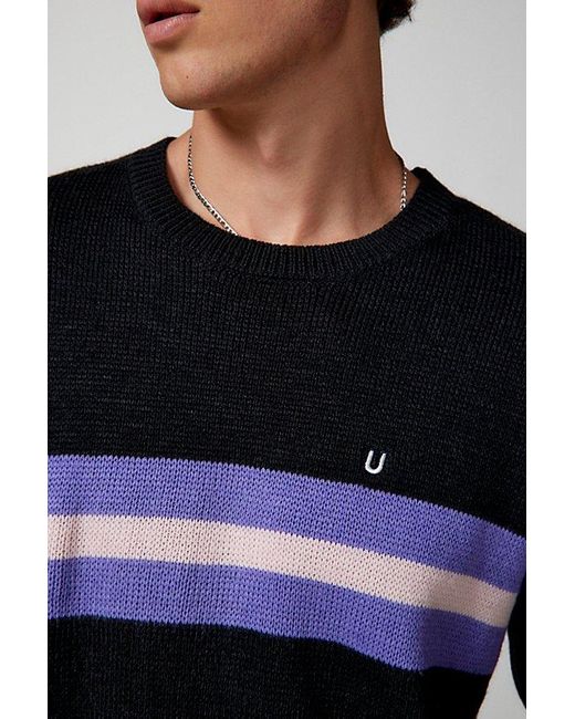 Urban Outfitters Black Uo Shimmer Stripe Crew Neck Sweater for men