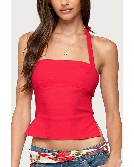Edikted Red Dara Halter Top