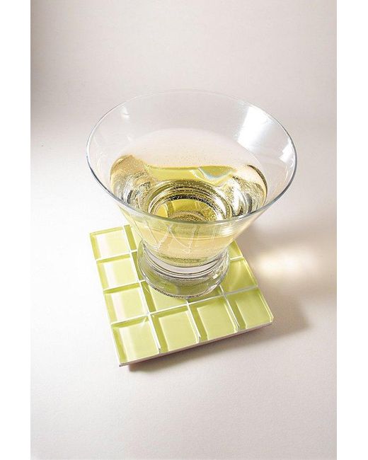 Subtle Studios Yellow Solid Glass Tile Coaster