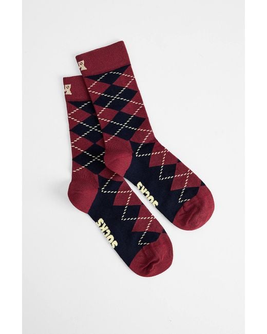 Happy Socks Red Argyle Crew Socks