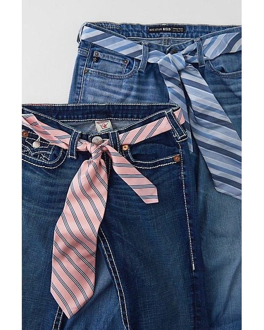 Urban Renewal Blue Vintage Y2K Flare Denim Jean With Tie Belt