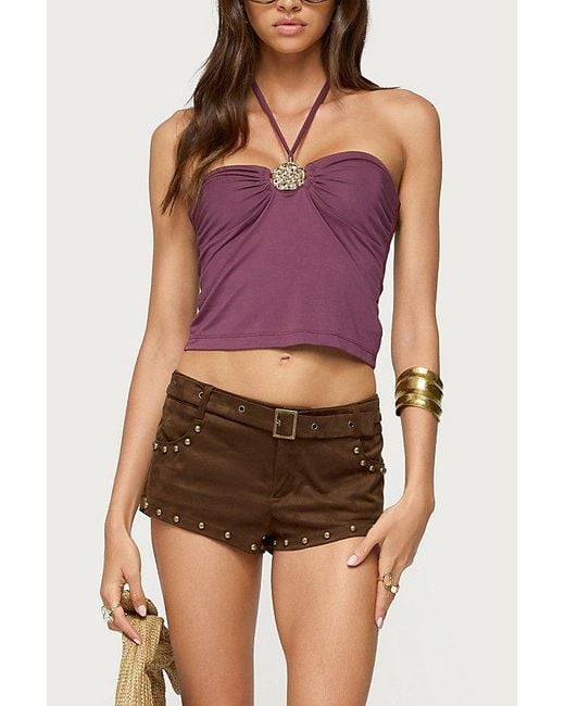 Edikted Red Abstract Metal Detail Halter Top