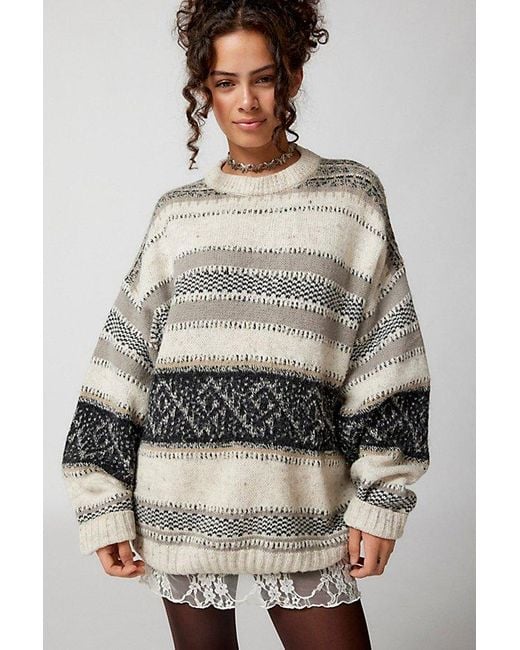 Urban Renewal Gray Vintage Patterned Oversized Sweater