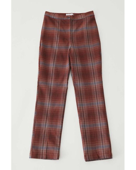 red plaid flare pants