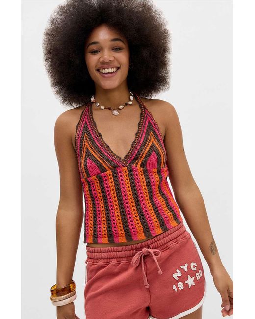 Urban Outfitters Red Uo Tulum Halter Top Xs At