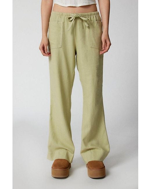 Urban Outfitters Green Uo Amelie Linen Pant