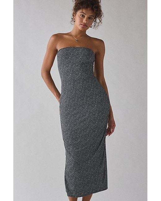 Urban Outfitters Uo Nora Jersey Knit Tube Midi Dress in Gray | Lyst