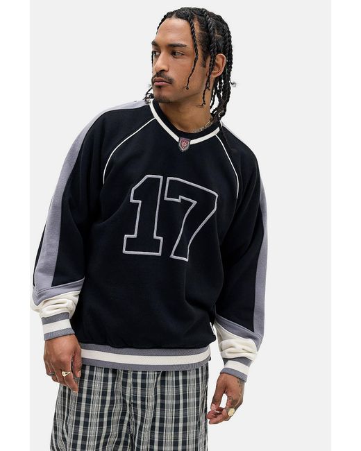iets frans Blue Black Sport Panel Sweatshirt for men