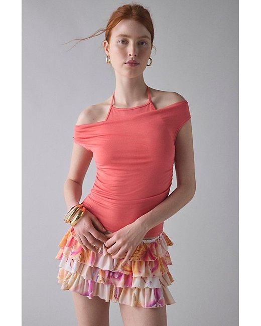 Urban Outfitters Uo Marni Short Sleeve Layered Twofer Crop Top