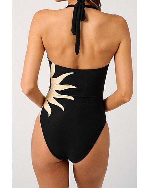 WeWoreWhat Brown Halter Tie One Piece Swimsuit
