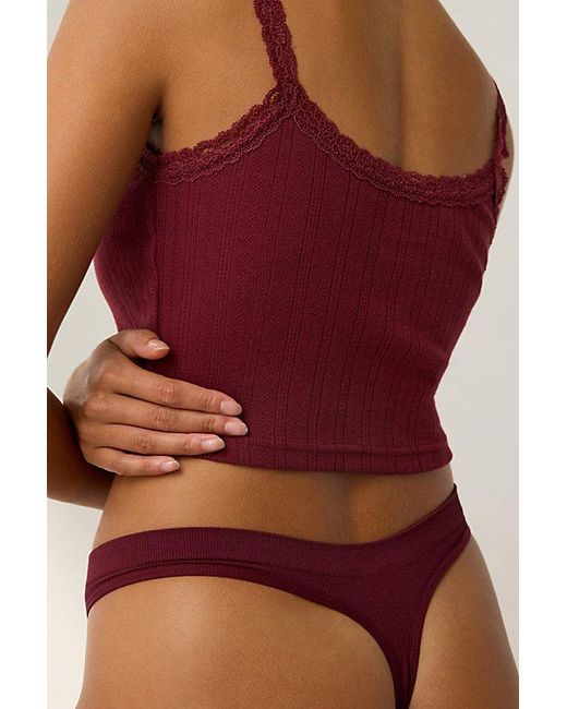 Out From Under Purple Seamless Ribbed Thong