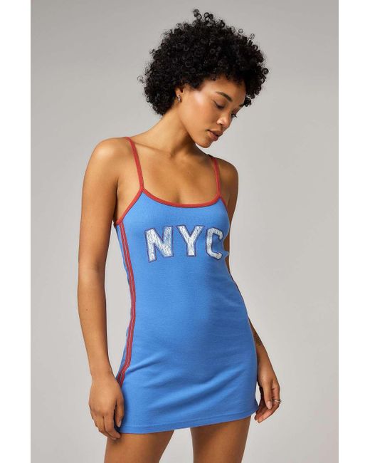Urban Outfitters Blue Uo Nyc Cami Mini Dress