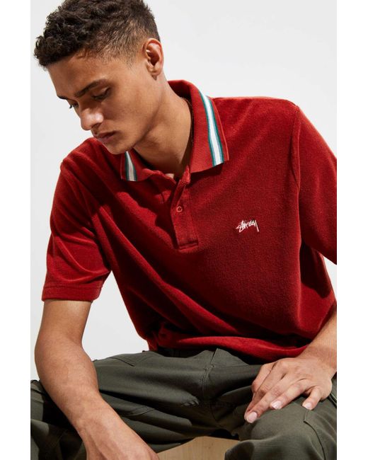 Stussy Red Owen Polo Shirt for men