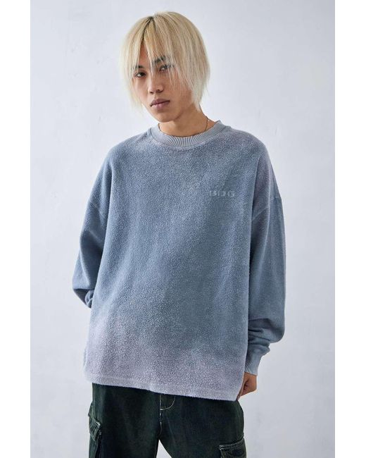 BDG Acid Washed Blue Brushed Fleece Sweatshirt for men