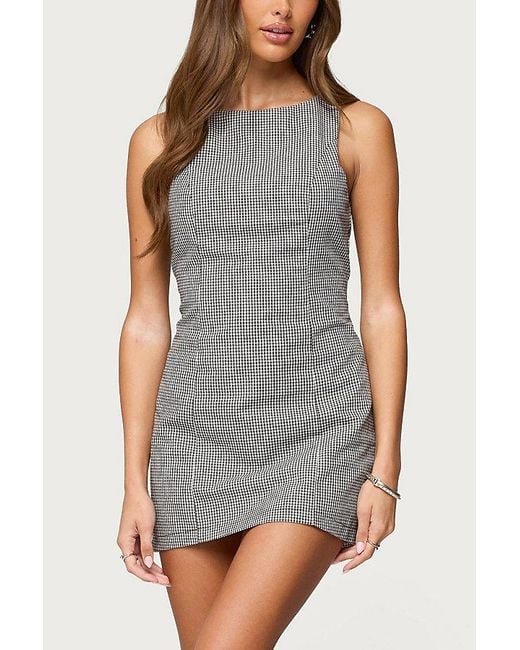 Edikted Gray Macee Gingham Romper