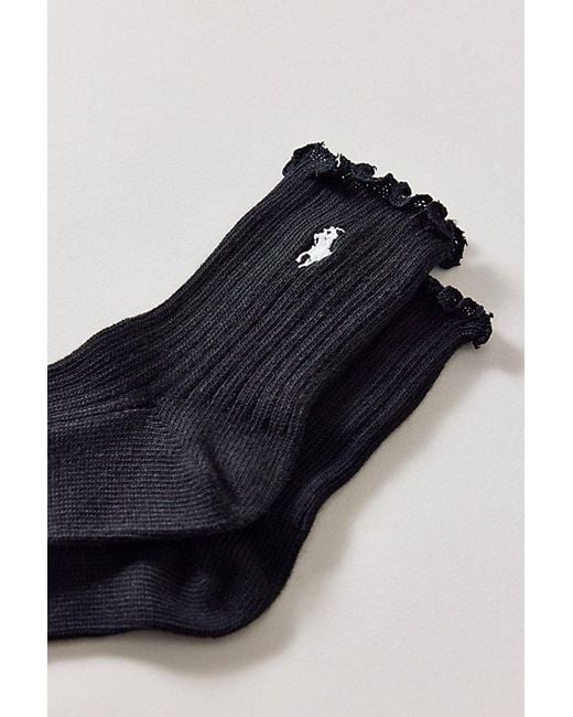 Polo Ralph Lauren Blue Lettuce Edge Ankle Sock