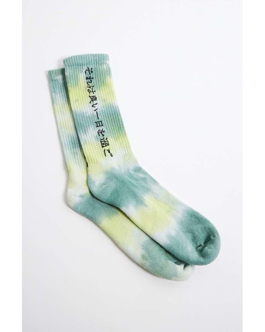 Urban Outfitters Blue Uo Green Tie-dye Japanese Letter Socks At for men