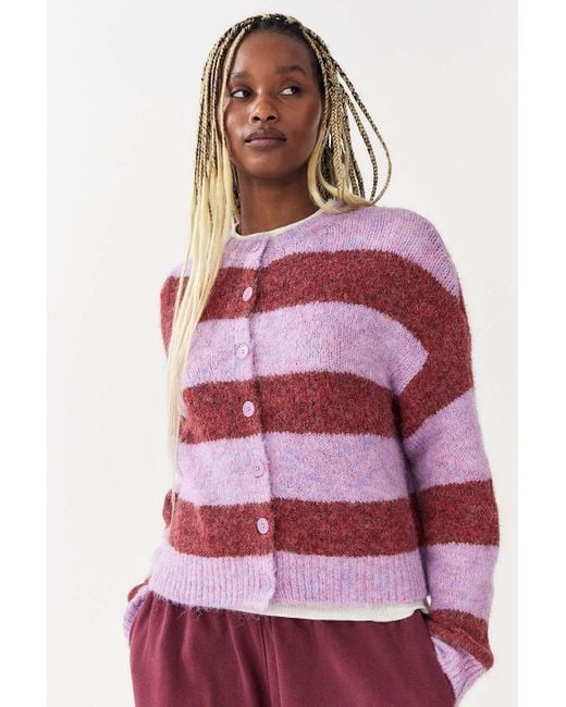 Urban Outfitters Red Uo Dakota Stripe Knit Cardigan