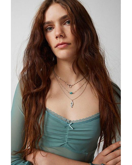 Urban Outfitters Green Icon Layered Necklace