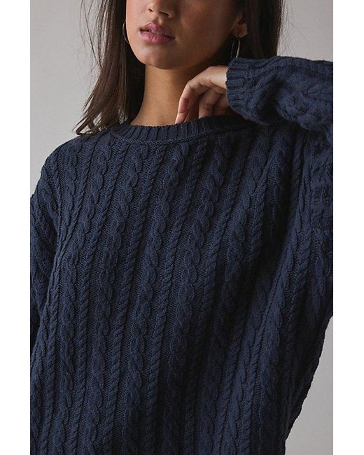 Vintage & ReMADE by UO Blue Vintage By Uo Cable Knit Sweater