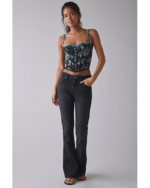 Out From Under Black Petunia Fields Ribbon Trim Lace Corset Top