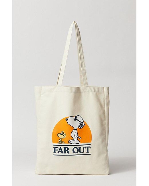 Urban Outfitters White Peanuts Snoopy Far Out Tote Bag for men