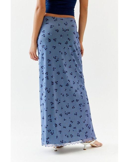 Urban Outfitters Blue Uo Camilla Mesh Maxi Skirt