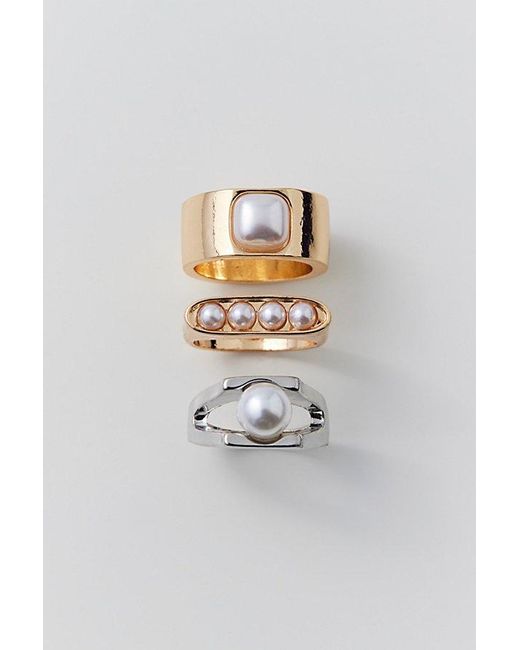 Urban Outfitters Brown Statement Pearl Ring Set