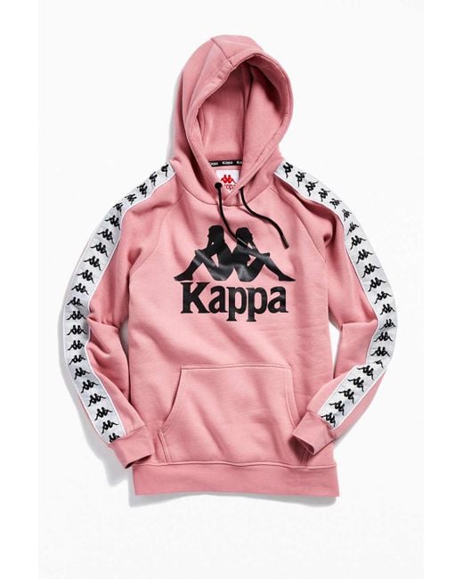 Kappa 222 Banda Hurtado Pullover Hoodie, Pink Grey Sliver Black for men