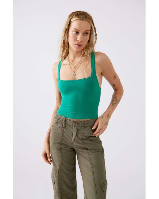 Urban Outfitters Green Uo Sweet Thing Ribbed Tank Top