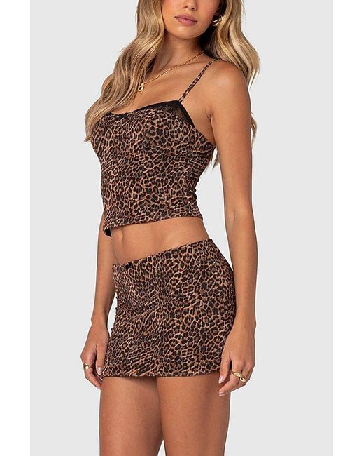 Edikted Black Edin Leopard Print Mesh Mini Skirt