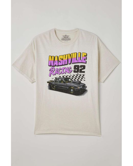 Urban Outfitters Gray Nashville Racing Tee In Tan,at for men