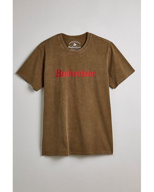 Urban Outfitters Brown Budweiser Sunfaded Logo Graphic Tee for men