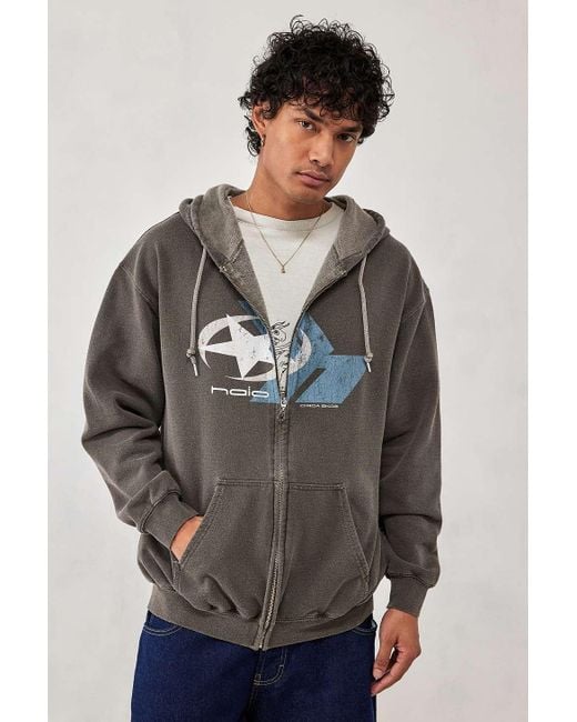 Urban Outfitters Gray Uo Brown Halo Zip-through Hoodie for men