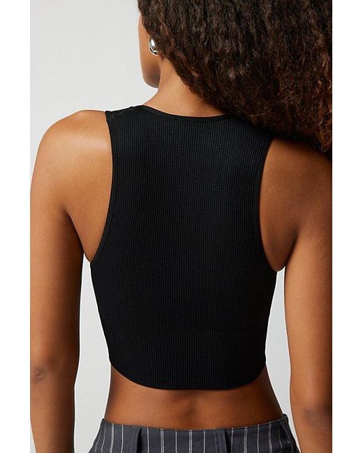 Out From Under Black Hailey Seamless Plunge Cropped Tank Top