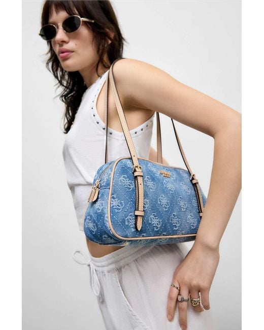 Guess Blue Logo Denim Shoulder Bag