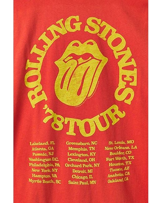 Urban Outfitters Red The Rolling Stones '78 Tour Graphic Tee for men