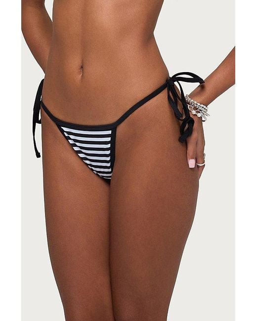 Edikted Brown Mckayla Striped String Bikini Bottom