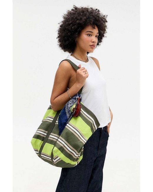 Urban Outfitters Green Uo Stripe Carry Tote Bag