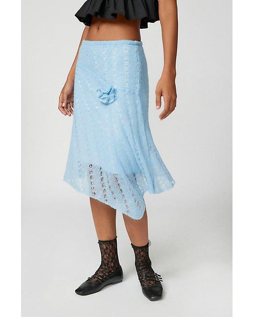 Urban Outfitters Blue Uo Claudette Knit Asymmetrical Midi Skirt