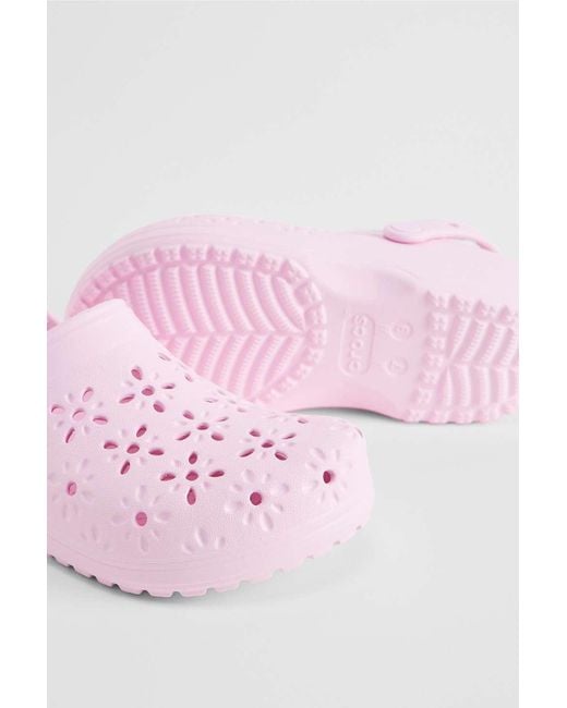 CROCSTM Pink Floral Cut Out Clogs