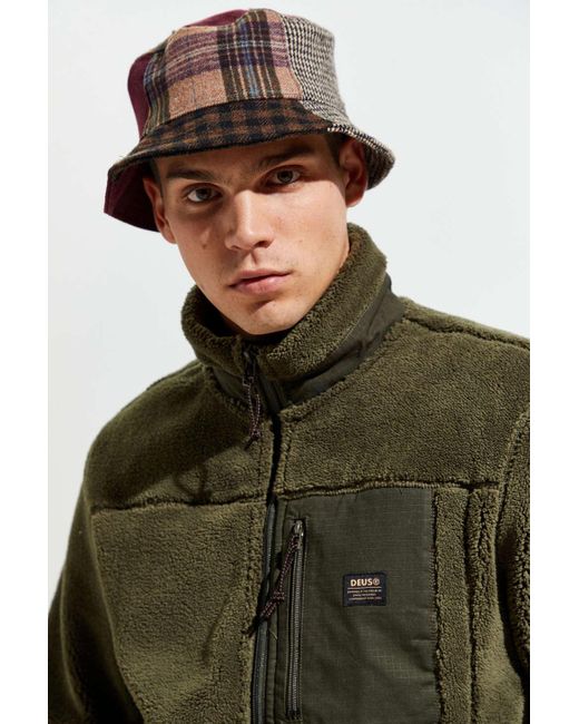 Cotton Uo Patchwork Menswear Bucket Hat 