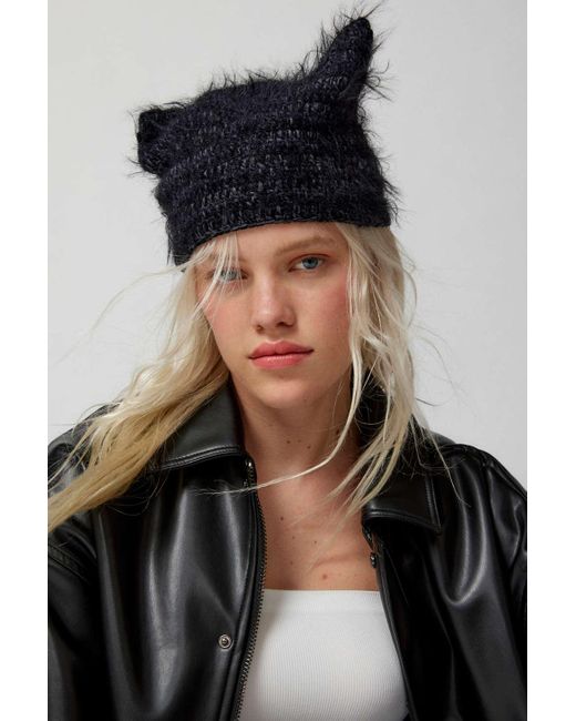 Urban Outfitters Mylo Fuzzy Ear Beanie In Black,at