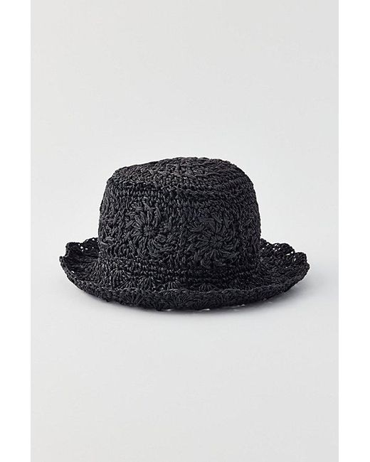 Urban Outfitters Black Wyeth Camille Straw Bucket Hat